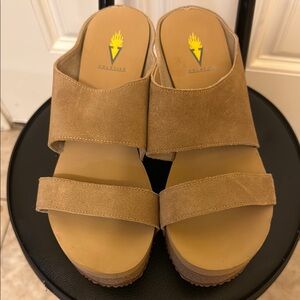 Volatile Tan leather suede upper Comfortable Slip-On wedges